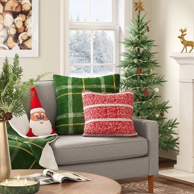 Santa Applique and Embroidered Shaped Christmas Throw Pillow Red/Ivory - Wondershop™ 1 Santa Applique and Embroidered Shaped Christmas Throw Pillow Red/Ivory - Wondershop™