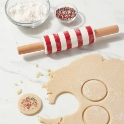 Stoneware and Wood Striped Mini Rolling Pin Red - Wondershop™