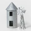 2pc Galvanized Metal Grain Silo & Windmill Set Silver - Wondershop™