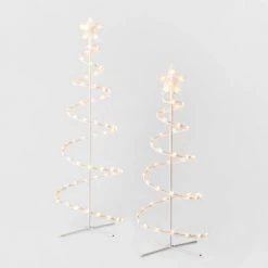 2pc Incandescent Spiral Tree Christmas Novelty Sculpture Light - Wondershop™ Multicolor
