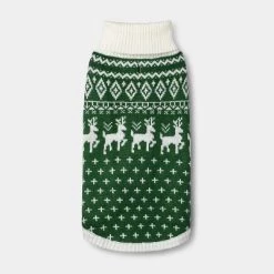 Fairisle Dog and Cat Sweater - Green - Wondershop™
